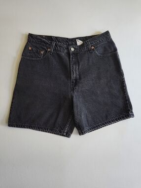 Vintage 90s Levi's Black Denim Jean Shorts Jorts Sz 14 Reg